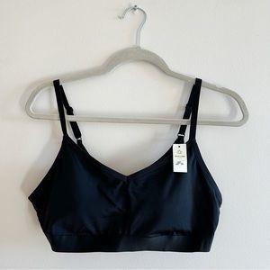 Aerie Black Padded Mesh Crossed Back Sports Bra L NWT